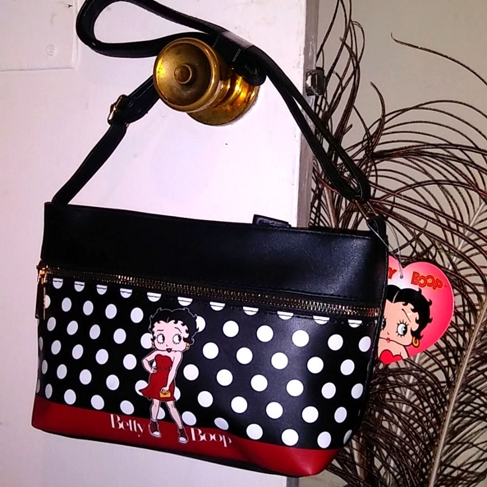 #130💝💝💝BETTY Boop black and white polka dots purse the original